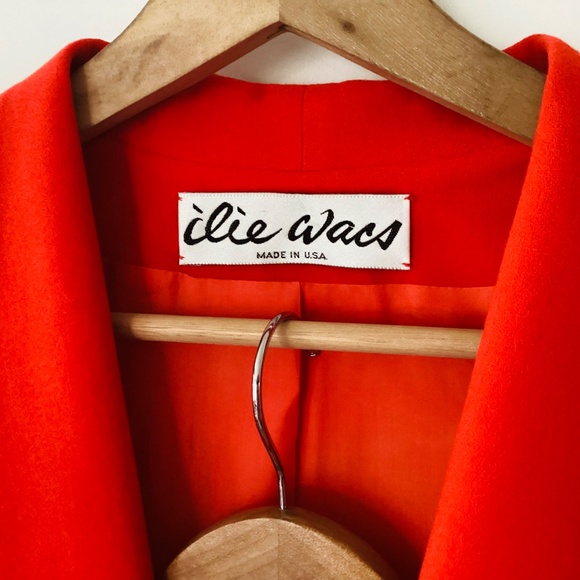 VTG Designer ilie Wacs Red Skirt Suit Rhinestone Tie Front Blazer Size 10 USA - Picture 4 of 14
